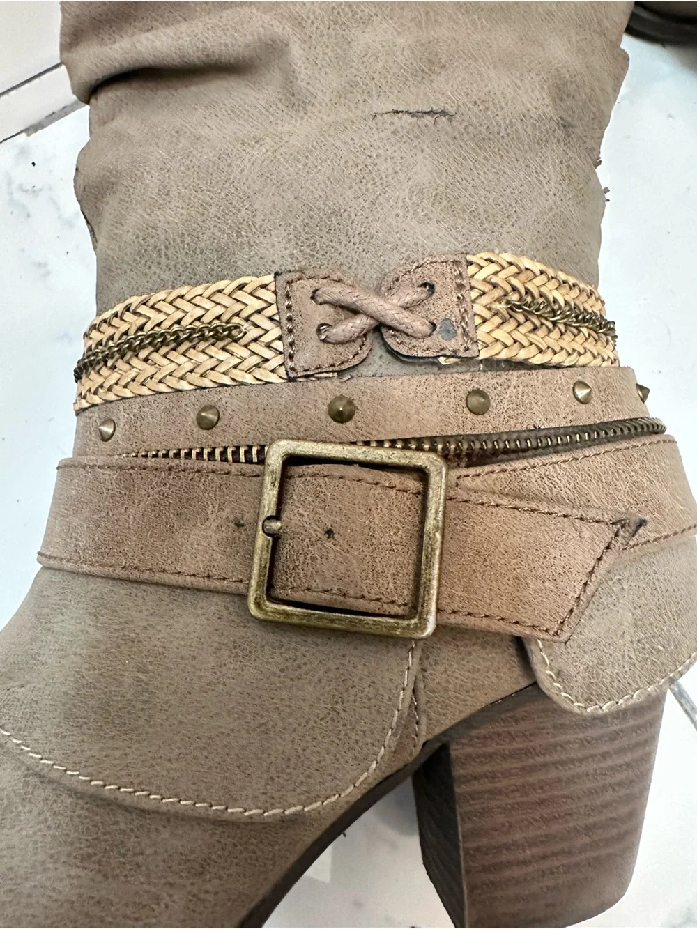 POP Lonna Taupe Slouch Knee High Boots Size 8.5 M